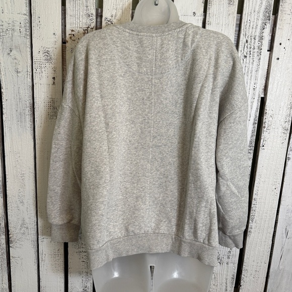 V-neck Cozy Sweatshirt Women Size Medium Heather Gray Front Pockets Casual Basic - Picture 5 of 12